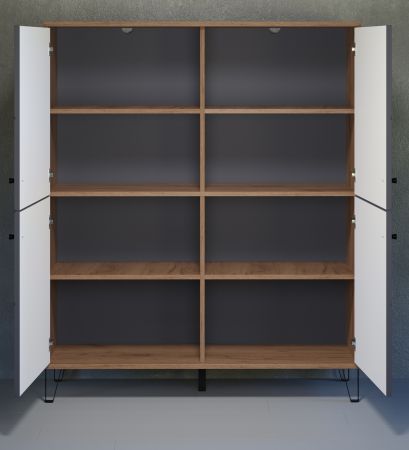 Highboard Montez in Graphite grau und Eiche Kraft Gold Wohn- und Esszimmer Kommode 123 x 136 cm