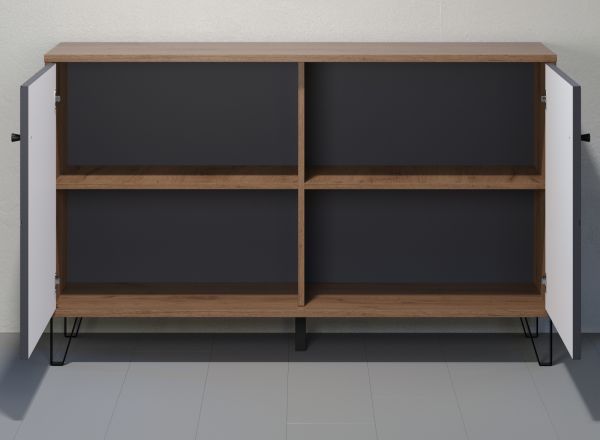 Sideboard Montez in Graphite grau und Eiche Kraft Gold Wohn- und Esszimmer Kommode 123 x 76 cm