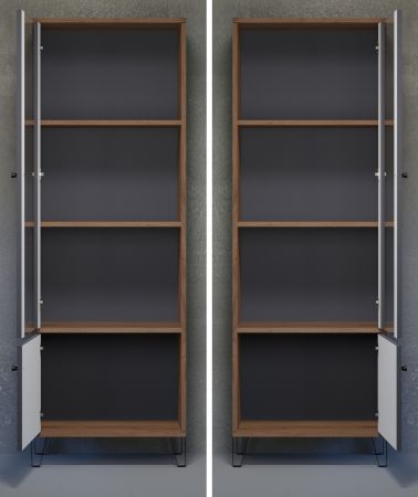 Vitrine Montez in Graphite grau und Eiche Kraft Gold Wohn- und Esszimmer Vitrinenschrank 63 x 172 cm