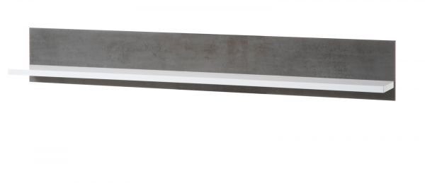 Wandboard Briard in wei Hochglanz und grau Stone Wandregal 150 cm