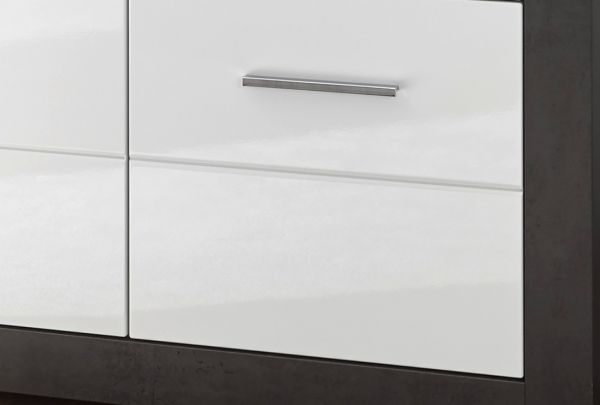Wohnwand Briard in wei Hochglanz und grau Stone Wohnkombination 4-teilig 335 x 198 cm