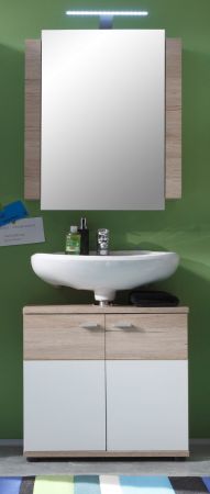 Badezimmer Spiegelschrank Campus in Eiche San Remo hell und wei Badschrank 60 x 80 cm