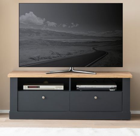 TV-Lowboard Ribera in grau und Wotan Eiche Landhaus TV Unterteil 135 x 51 cm