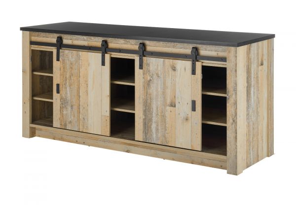 Kche Stove in Used Wood hell und anthrazit Kchenschrank Set 3-teilig
