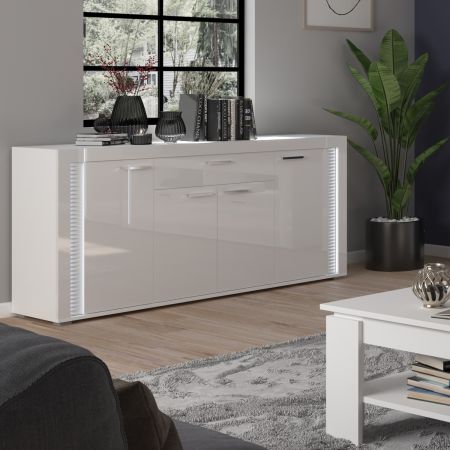 Sideboard Skylight in wei Hochglanz Kommode inklusive Frontbeleuchtung 182 x 84 cm