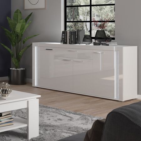 Sideboard Skylight in wei Hochglanz Kommode inklusive Frontbeleuchtung 182 x 84 cm