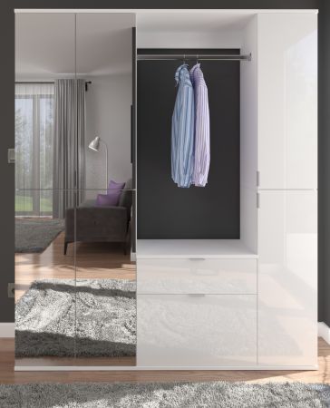 Garderobe ProjektX in wei� Hochglanz Garderobenschrank mit Spiegelt�r 152 x 193 cm