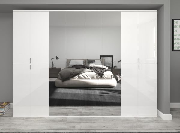 Garderobe ProjektX in wei� Hochglanz Garderobenschrank mit Spiegelt�r 152 x 193 cm