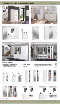 Garderobe ProjektX in wei� Hochglanz Garderobenschrank mit Spiegelt�r 152 x 193 cm