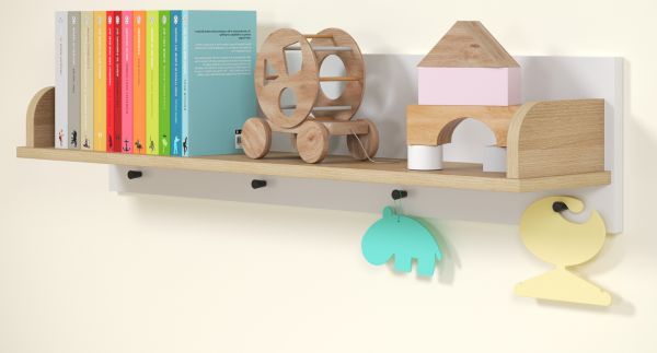 Baby- und Kinderzimmer Wandregal Mats Color in wei und Bianco Buche Regal 96 cm