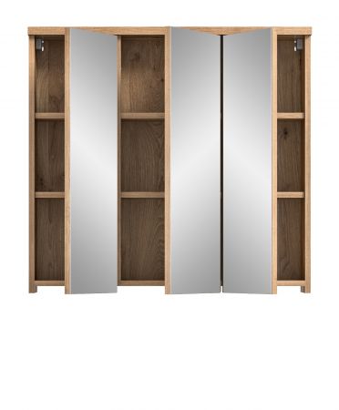 Badezimmer Spiegelschrank Grado in Nox Eiche Badschrank 3-trig 80 cm