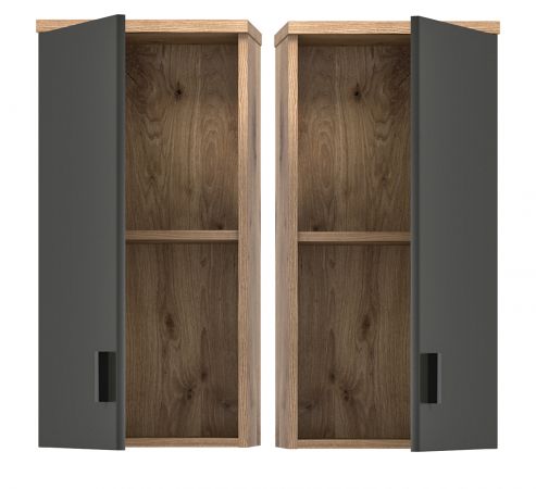 Badezimmer Hngeschrank Grado in grau matt und Nox Eiche Badschrank hngend 37 x 75 cm