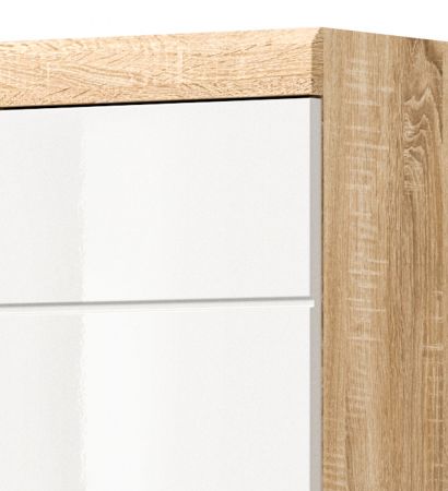 Badmbel Set 2-teilig Lambada in wei Hochglanz und Sonoma Eiche Badkombination 60 x 191 cm