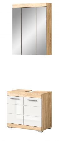 Badmbel Set 2-teilig Lambada in wei Hochglanz und Sonoma Eiche Badkombination 60 x 191 cm