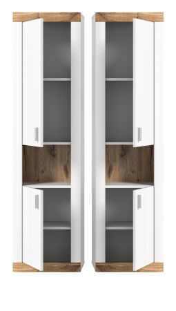 Badezimmer Hochschrank Laredo in wei matt und Nox Eiche Landhaus Badschrank hngend 45 x 172 cm