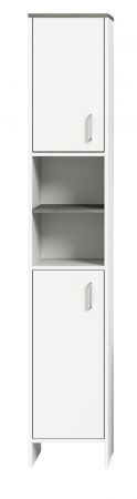 Badezimmer Hochschrank LosAngeles in wei und Rauchsilber grau Badschrank 32 x 180 cm