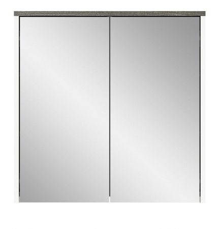 Badezimmer Spiegelschrank LosAngeles in wei und Rauchsilber grau Badschrank 2-trig 60 x 60 cm