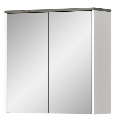 Badezimmer Spiegelschrank LosAngeles in wei und Rauchsilber grau Badschrank 2-trig 60 x 60 cm