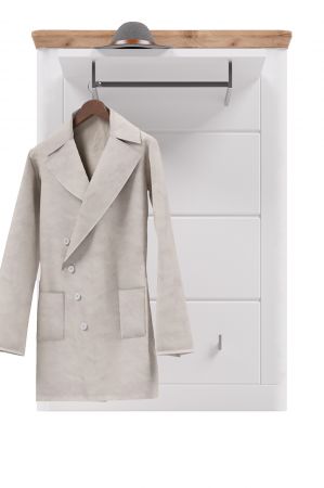 Garderobenpaneel Michigan in wei matt und Viking Eiche Flur Wandgarderobe 79 x 114 cm