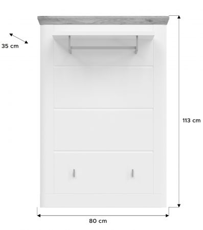 Garderobenpaneel Michigan in wei matt und Viking Eiche Flur Wandgarderobe 79 x 114 cm
