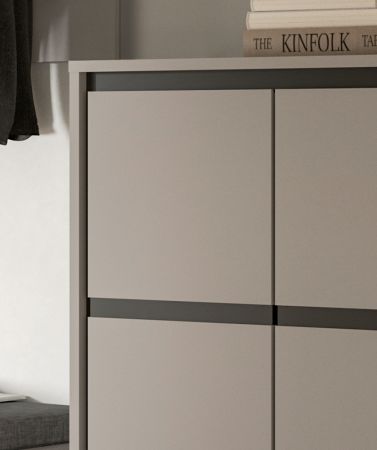 Garderobe Set 4-teilig Jaru in grau und schwarz Garderobenkombination 165 x 196 cm