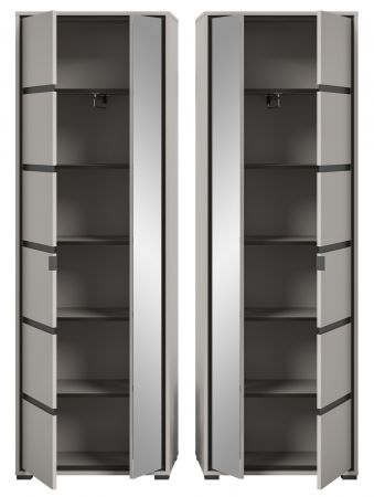 Garderobenschrank Jaru in grau und schwarz Garderobe oder groer Schuhschrank 65 x 196 cm