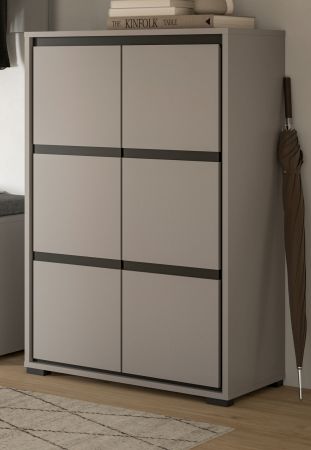 Schuhschrank Jaru in grau und schwarz Flur Kommode 65 x 103 cm