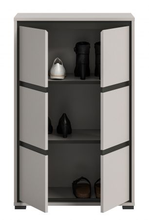 Schuhschrank Jaru in grau und schwarz Flur Kommode 65 x 103 cm
