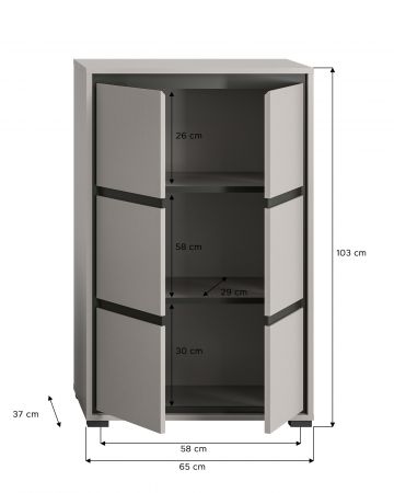Schuhschrank Jaru in grau und schwarz Flur Kommode 65 x 103 cm
