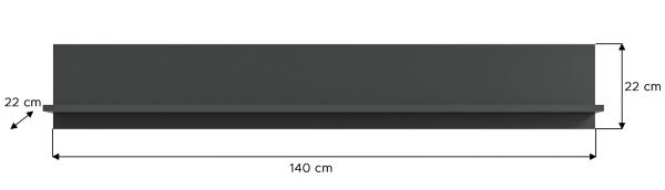 Wandboard Lago in grau Wohn- und Esszimmer Wandregal 140 cm