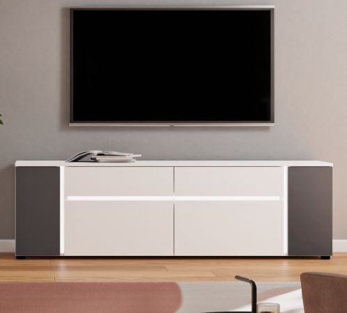 TV-Lowboard Kato in wei und grau TV Unterteil inklusive Frontbeleuchtung 170 x 51 cm