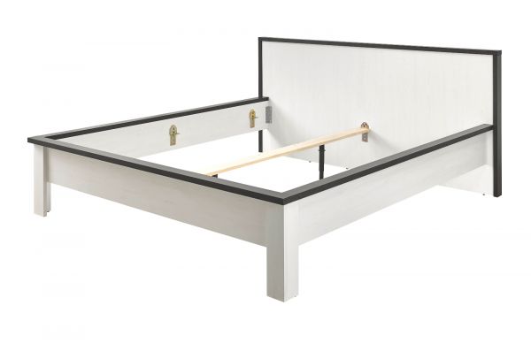 Schlafzimmer Set 7-teilig Stove in wei Pinie Landhaus mit Bett, Kleiderschrank, 2 x Nachttisch, 2 x Wandpaneel und Kommode