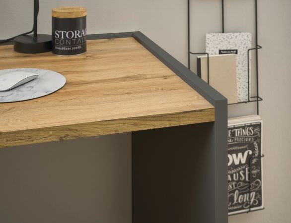 Brombel komplett Set Center in grau matt und Wotan Eiche mit Schreibtisch, Kommode und Aktenschrank fr Homeoffice