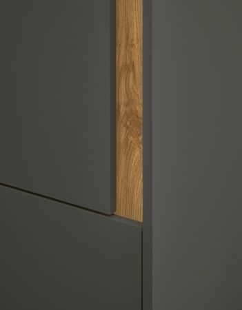 Brombel komplett Set Center in grau matt und Wotan Eiche mit Schreibtisch, Kommode und Aktenschrank fr Homeoffice