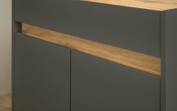 Brombel komplett Set Center in grau matt und Wotan Eiche mit Schreibtisch, Kommode und Aktenschrank fr Homeoffice