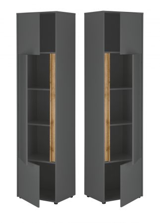 Brombel komplett Set Center in grau matt und Wotan Eiche mit Schreibtisch, Kommode und Aktenschrank fr Homeoffice