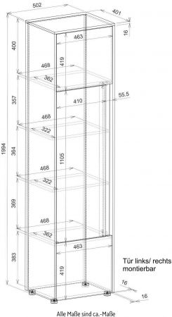 Aktenschrank Center in wei und Wotan Eiche Stauraumschrank fr Homeoffice und Bro 50 x 200 cm