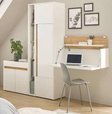 Brombel komplett Set Center in wei und Wotan Eiche mit Aktenschrank, Sekretr und Kommode fr Homeoffice