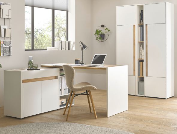 Brombel komplett Set Center in wei und Wotan Eiche mit Schreibtisch, Kommode und Aktenschrank fr Homeoffice