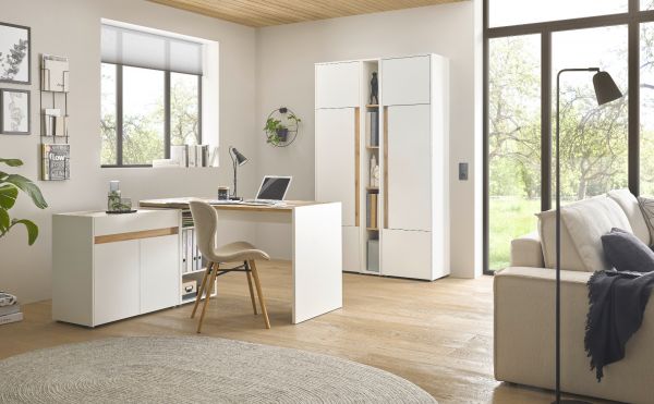 Brombel komplett Set Center in wei und Wotan Eiche mit Schreibtisch, Kommode und Aktenschrank fr Homeoffice