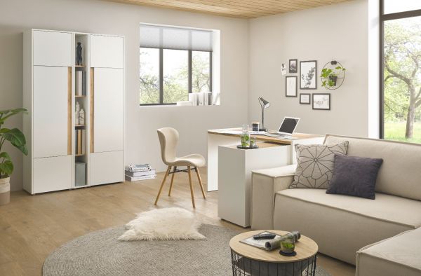 Brombel komplett Set Center in wei und Wotan Eiche mit Schreibtisch, Kommode und Aktenschrank fr Homeoffice