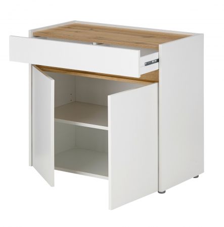 Brombel komplett Set Center in wei und Wotan Eiche mit Schreibtisch, Kommode und Aktenschrank fr Homeoffice