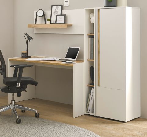 Brombel Set Center in wei und Wotan Eiche mit Schreibtisch, Aktenschrank und 2 x Regal fr Homeoffice