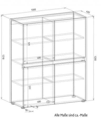 Broschrank Highboard Center in wei und Wotan Eiche Stauraumschrank fr Homeoffice und Bro 100 x 122 cm