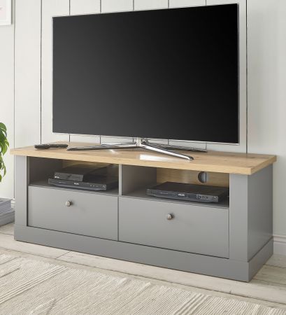 TV-Lowboard Rideau in grau und Artisan Eiche Landhaus TV Unterteil 132 x 48 cm