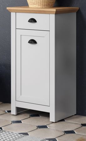 Badezimmer Kommode Landside in grau und Eiche Artisan Landhaus Badschrank 46 x 84 cm