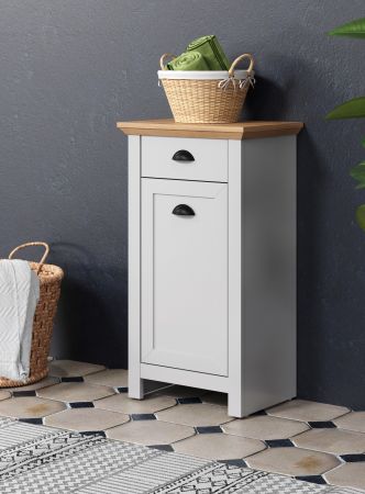 Badezimmer Kommode Landside in grau und Eiche Artisan Landhaus Badschrank 46 x 84 cm