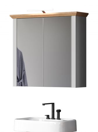 Badezimmer Spiegelschrank Landside in grau und Eiche Artisan Landhaus Badschrank 2-t�rig 78 x 73 cm