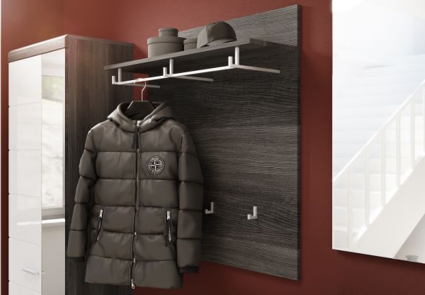 Garderobenpaneel Scout in Rauchsilber grau Wandgarderobe 90 x 98 cm