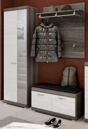 Garderobenpaneel Scout in Rauchsilber grau Wandgarderobe 90 x 98 cm